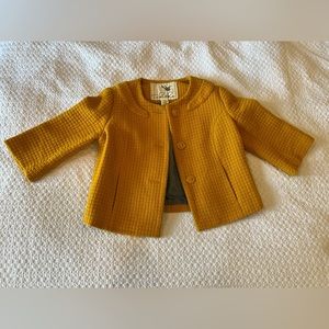 Anthropologie (Tabitha) Cropped Wool Blazer, Mustard Yellow, Size 4